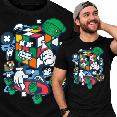 KOSZULKA ANIMOWANA  RUBIX CUBE SKATER